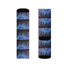 Load image into Gallery viewer, Step out in style with these funky socks! 3 sizes. Ribbed tube, cushioned bottoms, sublimated print by Kerry Sandhu Art
