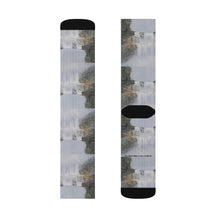 Load image into Gallery viewer, Step out in style with these funky socks! 3 sizes. Ribbed tube, cushioned bottoms, sublimated print by Kerry Sandhu Art
