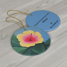 Load image into Gallery viewer, Original artwork front, description on back. Thick high-quality porcelain. 7cm diameter. Comes w/ ribbon by Kerry Sandhu Art
