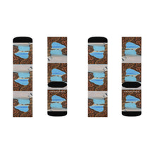 Load image into Gallery viewer, Step out in style with these funky socks! 3 sizes. Ribbed tube, cushioned bottoms, sublimated print by Kerry Sandhu Art
