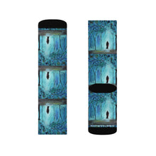 Load image into Gallery viewer, Step out in style with these funky socks! 3 sizes. Ribbed tube, cushioned bottoms, sublimated print by Kerry Sandhu Art
