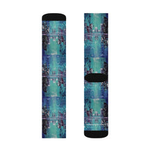 Load image into Gallery viewer, Step out in style with these funky socks! 3 sizes. Ribbed tube, cushioned bottoms, sublimated print by Kerry Sandhu Art
