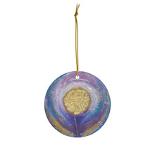 Load image into Gallery viewer, Original artwork front, description on back. Thick high-quality porcelain. 7cm diameter. Comes w/ ribbon by Kerry Sandhu Art
