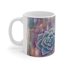 Load image into Gallery viewer, 11oz BPA, lead-free, microwave/dishwasher safe, white ceramic, vivid colours. Many original artworks by Kerry Sandhu Art
