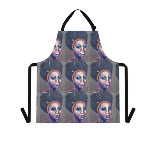 Apron - lightweight, silky finish 100% polyester, two front pockets. Many original artwork designs by Kerry Sandhu Art