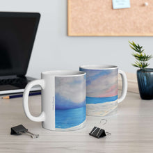 Load image into Gallery viewer, 11oz BPA, lead-free, microwave/dishwasher safe, white ceramic, vivid colours. Many original artworks by Kerry Sandhu Art
