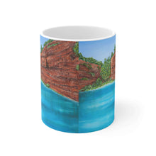 Load image into Gallery viewer, 11oz BPA, lead-free, microwave/dishwasher safe, white ceramic, vivid colours. Many original artworks by Kerry Sandhu Art
