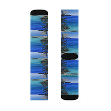 Load image into Gallery viewer, Step out in style with these funky socks! 3 sizes. Ribbed tube, cushioned bottoms, sublimated print by Kerry Sandhu Art
