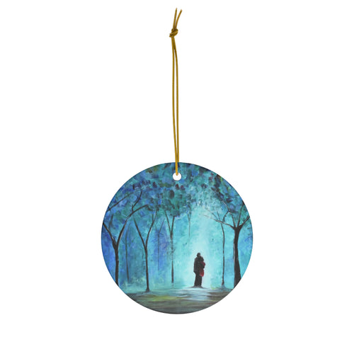 Original artwork front, description on back. Thick high-quality porcelain. 7cm diameter. Comes w/ ribbon by Kerry Sandhu Art