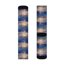 Load image into Gallery viewer, Step out in style with these funky socks! 3 sizes. Ribbed tube, cushioned bottoms, sublimated print by Kerry Sandhu Art
