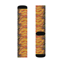 Load image into Gallery viewer, Step out in style with these funky socks! 3 sizes. Ribbed tube, cushioned bottoms, sublimated print by Kerry Sandhu Art
