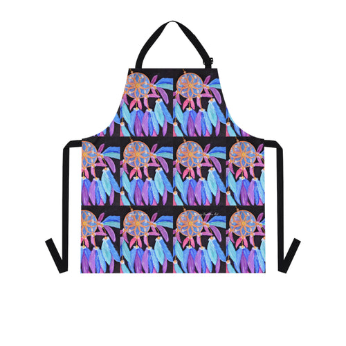 Apron - lightweight, silky finish 100% polyester, two front pockets. Many original artwork designs by Kerry Sandhu Art