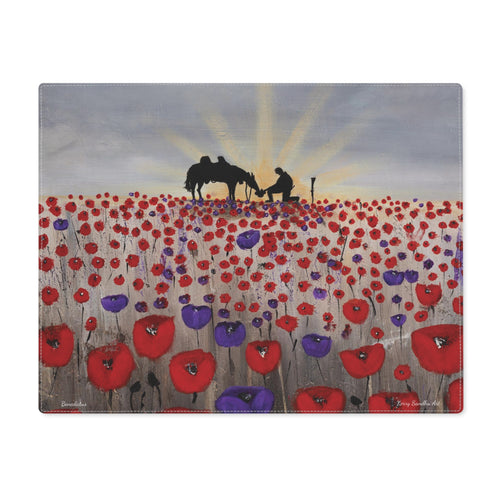 Poppies Placemat - two-sided construction, one-side print & a natural back, 100% cotton, easy to clean by Kerry Sandhu Art.