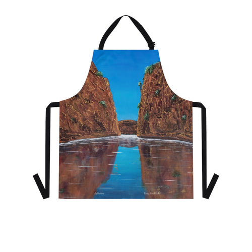 Apron - lightweight, silky finish 100% polyester, two front pockets. Many original artwork designs by Kerry Sandhu Art