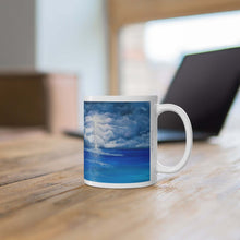 Load image into Gallery viewer, 11oz BPA, lead-free, microwave/dishwasher safe, white ceramic, vivid colours. Many original artworks by Kerry Sandhu Art

