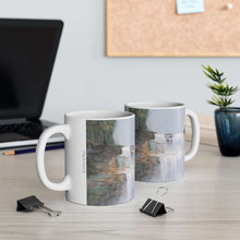 Load image into Gallery viewer, 11oz BPA, lead-free, microwave/dishwasher safe, white ceramic, vivid colours. Many original artworks by Kerry Sandhu Art
