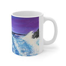 Load image into Gallery viewer, 11oz BPA, lead-free, microwave/dishwasher safe, white ceramic, vivid colours. Many original artworks by Kerry Sandhu Art
