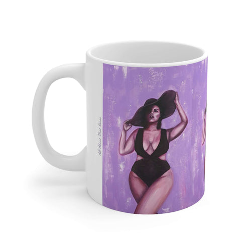 11oz BPA, lead-free, microwave/dishwasher safe, white ceramic, vivid colours. Many original artworks by Kerry Sandhu Art