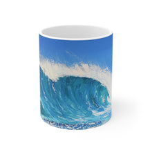 Load image into Gallery viewer, 11oz BPA, lead-free, microwave/dishwasher safe, white ceramic, vivid colours. Many original artworks by Kerry Sandhu Art
