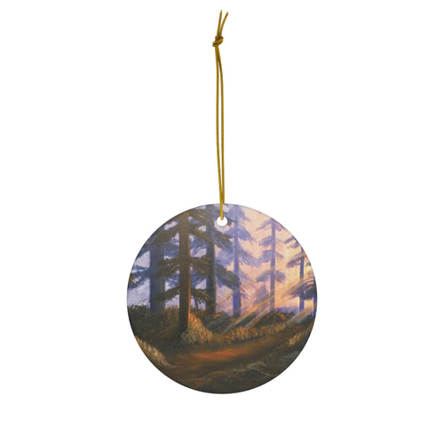 Original artwork front, description on back. Thick high-quality porcelain. 7cm diameter. Comes w/ ribbon by Kerry Sandhu Art