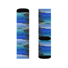 Load image into Gallery viewer, Step out in style with these funky socks! 3 sizes. Ribbed tube, cushioned bottoms, sublimated print by Kerry Sandhu Art
