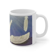 Load image into Gallery viewer, 11oz BPA, lead-free, microwave/dishwasher safe, white ceramic, vivid colours. Many original artworks by Kerry Sandhu Art
