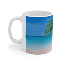 Load image into Gallery viewer, 11oz BPA, lead-free, microwave/dishwasher safe, white ceramic, vivid colours. Many original artworks by Kerry Sandhu Art
