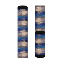 Load image into Gallery viewer, Step out in style with these funky socks! 3 sizes. Ribbed tube, cushioned bottoms, sublimated print by Kerry Sandhu Art
