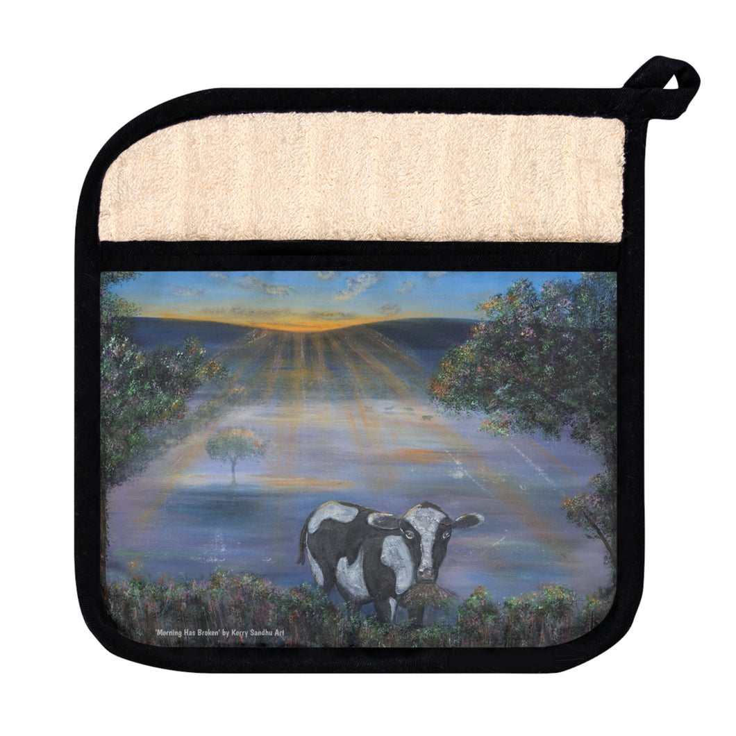 Pot Holder/Oven Mitts 100% Polyester & Heat resistant. Many designs to choose from, All are original Kerry Sandhu Art.