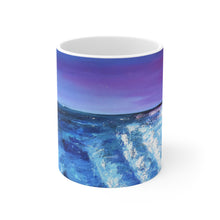 Load image into Gallery viewer, 11oz BPA, lead-free, microwave/dishwasher safe, white ceramic, vivid colours. Many original artworks by Kerry Sandhu Art
