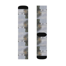 Load image into Gallery viewer, Step out in style with these funky socks! 3 sizes. Ribbed tube, cushioned bottoms, sublimated print by Kerry Sandhu Art
