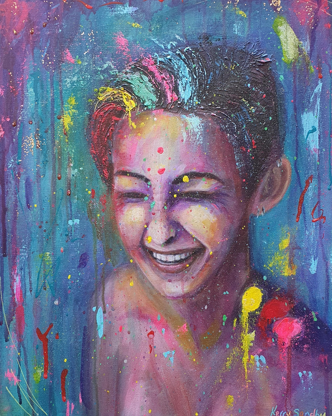 'Raining Glitter' - ORIGINAL ARTWORK - by Kerry Sandhu Art