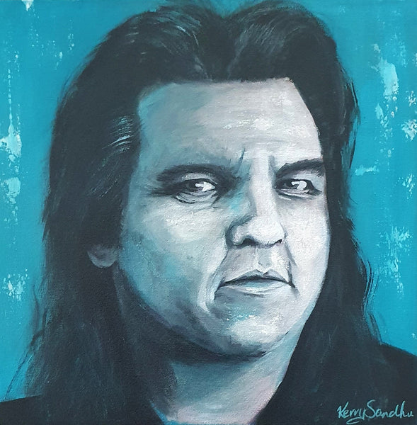 Expressive acrylic portrait of a human figure with short hair against a textured pink background