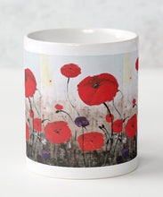 Load image into Gallery viewer, For The Fallen - CERAMIC MUG - Designed from original ANZAC Day artwork - red poppies
