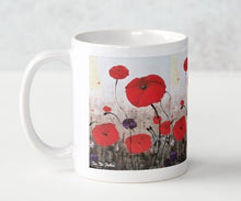 Load image into Gallery viewer, For The Fallen - CERAMIC MUG - Designed from original ANZAC Day artwork - red poppies
