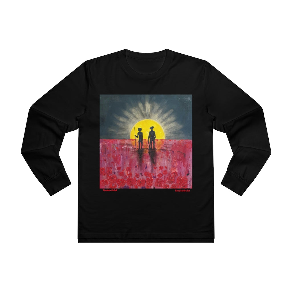 Freedom Called - UNISEX LONGSLEEVE TEE - Designed from original ANZAC Day artwork (Image on front)
