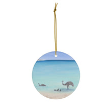 Load image into Gallery viewer, Original artwork front, description on back. Thick high-quality porcelain. 7cm diameter. Comes w/ ribbon by Kerry Sandhu Art
