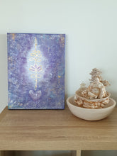 Load image into Gallery viewer, Original painting of a unalome power symbol in gold leaf on an abstract background
