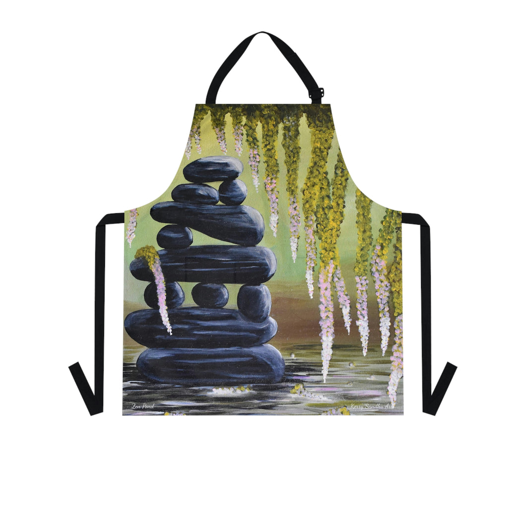 Apron - lightweight, silky finish 100% polyester, two front pockets. Many original artwork designs by Kerry Sandhu Art