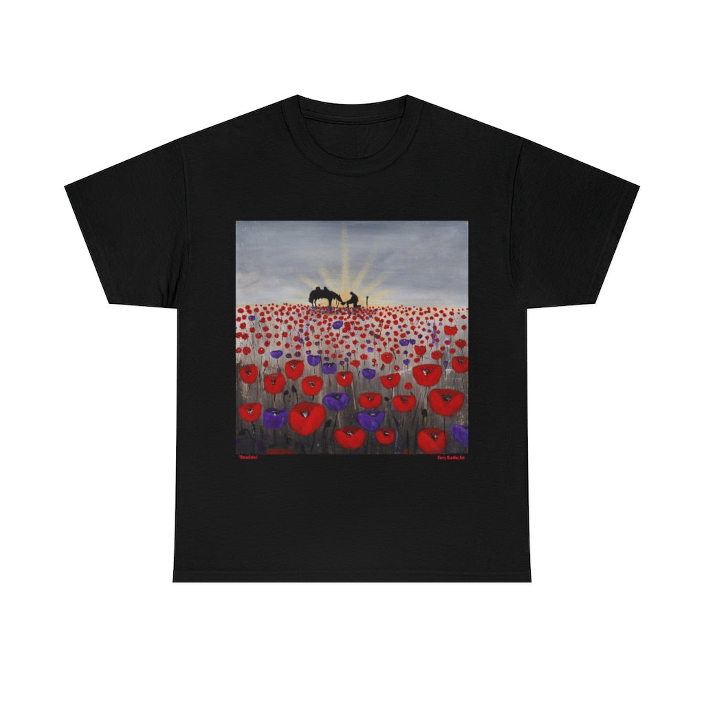 Benedictus - Unisex HEAVY COTTON TEE - Designed from Original Anzac Day artwork (Image on front)