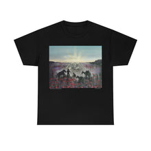 Load image into Gallery viewer, The Band Played Waltzing Matilda - Unisex HEAVY COTTON TEE - Designed from Original Anzac Day artwork (Image on front)
