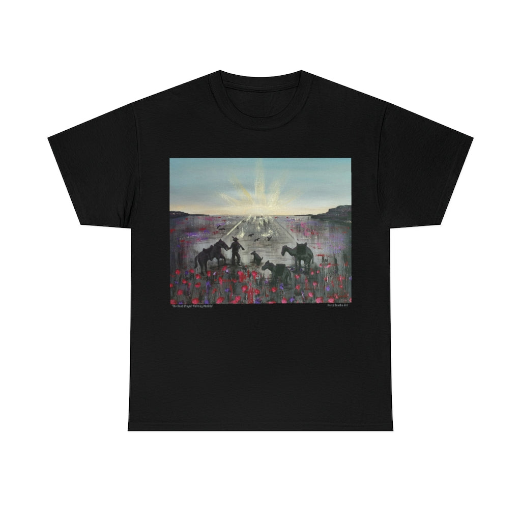 The Band Played Waltzing Matilda - Unisex HEAVY COTTON TEE - Designed from Original Anzac Day artwork (Image on front)