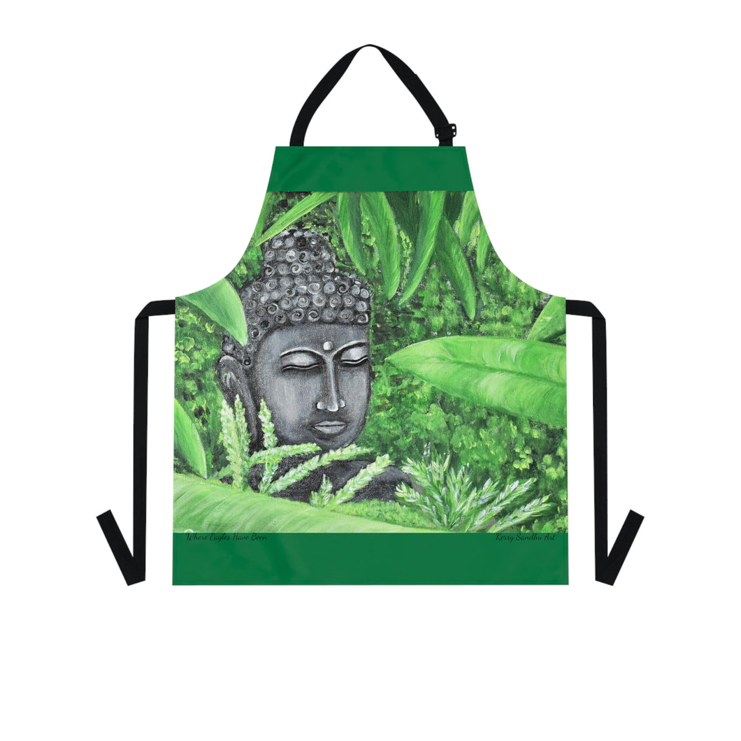 Apron - lightweight, silky finish 100% polyester, two front pockets. Many original artwork designs by Kerry Sandhu Art