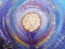 Load image into Gallery viewer, Original painting of a colourful abstract flower with gold leaf 
