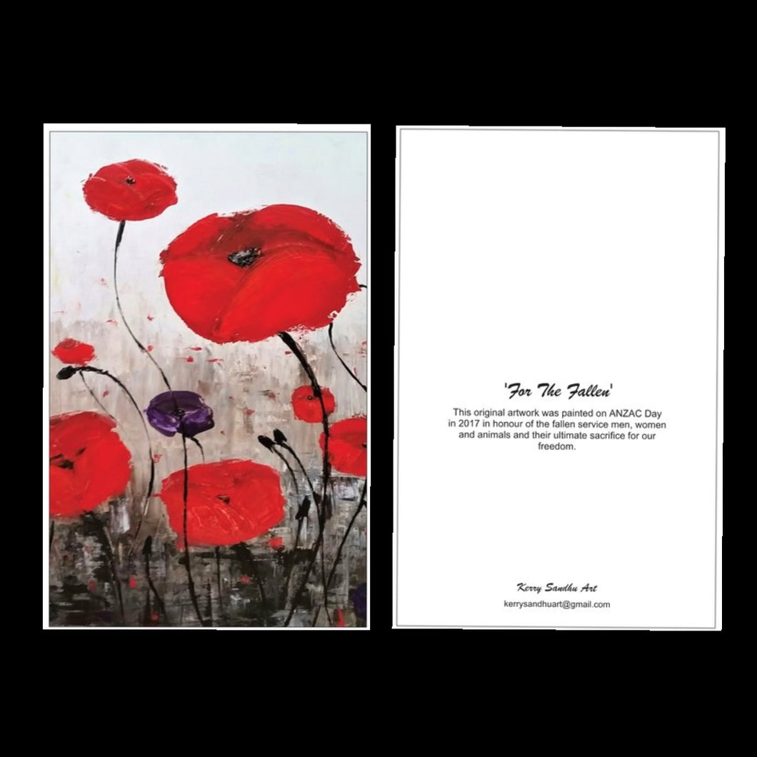 For The Fallen - BLANK CARD - Designed from original ANZAC Day artwork