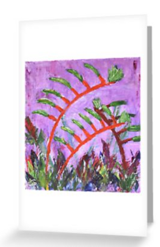 Original painting of kangaroo paw plants on a blank card