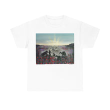 Load image into Gallery viewer, The Band Played Waltzing Matilda - Unisex HEAVY COTTON TEE - Designed from Original Anzac Day artwork (Image on front)
