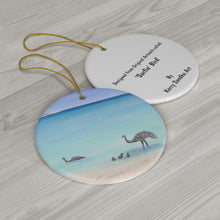 Load image into Gallery viewer, Original artwork front, description on back. Thick high-quality porcelain. 7cm diameter. Comes w/ ribbon by Kerry Sandhu Art
