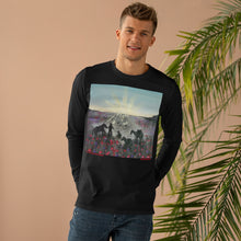 Load image into Gallery viewer, Regular fit crew neck, cuffed sleeves, elongated back. 100% preshrunk heavyweight cotton by Kerry Sandhu Art. 7 ANZAC designs

