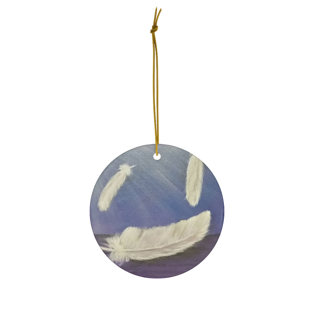 Original artwork front, description on back. Thick high-quality porcelain. 7cm diameter. Comes w/ ribbon by Kerry Sandhu Art